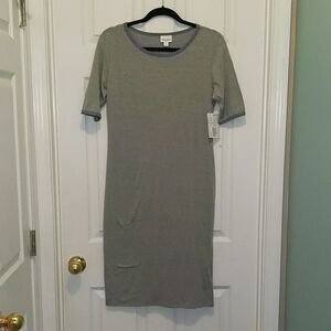 LulaRoe Julia Gray Raglan style Dress Sz M NWT